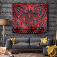 New Zealand Taiaha Maori Tapestry Whero Minimalist Silver Fern Tukutuku Motif