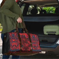 New Zealand Taiaha Maori Travel Bag Whero Minimalist Silver Fern Tukutuku Motif LT9 - Polynesian Pride