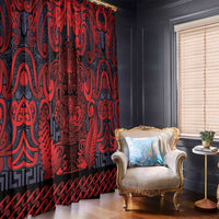 New Zealand Taiaha Maori Window Curtain Whero Minimalist Silver Fern Tukutuku Motif LT9 - Polynesian Pride