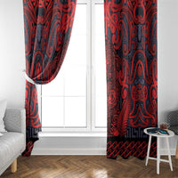 New Zealand Taiaha Maori Window Curtain Whero Minimalist Silver Fern Tukutuku Motif LT9 - Polynesian Pride
