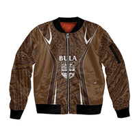 Custom Oceania Football Bula Fiji Sleeve Zip Bomber Jacket Polynesian Tribal Pattern