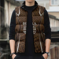 Custom Oceania Football Bula Fiji Sleeveless Puffer Jacket Polynesian Tribal Pattern