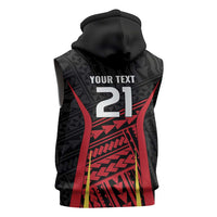 Custom Oceania Football Papua New Guinea Sleeveless Zip Hoodie Polynesian Tribal Pattern
