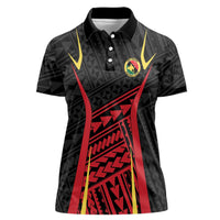 Custom Oceania Football Papua New Guinea Women Polo Shirt Polynesian Tribal Pattern