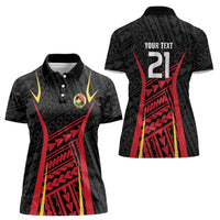 Custom Oceania Football Papua New Guinea Women Polo Shirt Polynesian Tribal Pattern