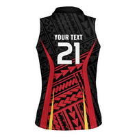 Custom Oceania Football Papua New Guinea Women Sleeveless Polo Shirt Polynesian Tribal Pattern