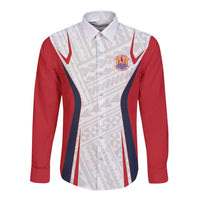 Custom Oceania Football Tahiti Long Sleeve Button Shirt Polynesian Tribal Pattern