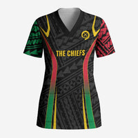 Custom Oceania Football Vanuatu Scrub Top Polynesian Tribal Pattern
