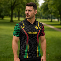 Custom Oceania Football Vanuatu Zipper Polo Shirt Polynesian Tribal Pattern