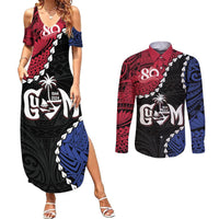 Personalized Guam 80th Anniversary Liberation Day Couples Matching Summer Maxi Dress and Long Sleeve Button Shirt Tano I Man Chamoru Since 1944 LT9 Black - Polynesian Pride