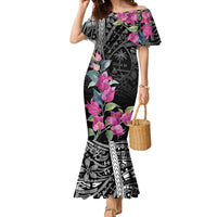Guahan Puti Tai Nobiu Family Matching Mermaid Dress and Hawaiian Shirt Guam Bougainvillea Flower Art