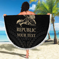 Personalized Haiti First Black Republic Beach Blanket Negre Marron With Map And Flag