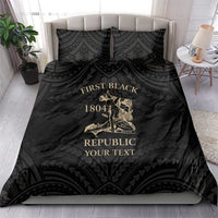 Personalized Haiti First Black Republic Bedding Set Negre Marron With Map And Flag