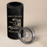 Personalized Haiti First Black Republic 4 in 1 Can Cooler Tumbler Negre Marron With Map And Flag