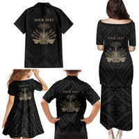 Personalized Haiti First Black Republic Family Matching Puletasi and Hawaiian Shirt Negre Marron With Map And Flag