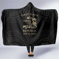 Personalized Haiti First Black Republic Hooded Blanket Negre Marron With Map And Flag