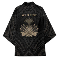 Personalized Haiti First Black Republic Kimono Negre Marron With Map And Flag - Polynesian Pride