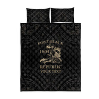 Personalized Haiti First Black Republic Quilt Bed Set Negre Marron With Map And Flag