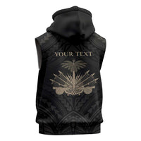 Personalized Haiti First Black Republic Sleeveless Hoodie Negre Marron With Map And Flag - Polynesian Pride