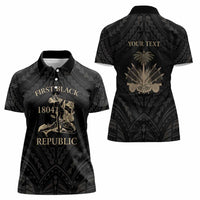 Personalized Haiti First Black Republic Women Polo Shirt Negre Marron With Map And Flag
