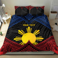 Personalized Philippines Bedding Set Polynesian Tribal Tattoo with Filipino Flag Motif