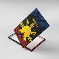 Personalized Philippines Canvas Wall Art Polynesian Tribal Tattoo with Filipino Flag Motif