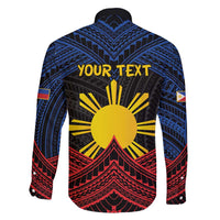 Personalized Philippines Family Matching Long Sleeve Bodycon Dress and Hawaiian Shirt Polynesian Tribal Tattoo with Filipino Flag Motif