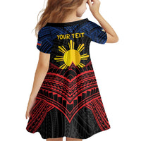 Personalized Philippines Family Matching Off Shoulder Maxi Dress and Hawaiian Shirt Polynesian Tribal Tattoo with Filipino Flag Motif LT9 - Polynesian Pride