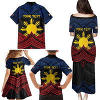 Personalized Philippines Family Matching Puletasi and Hawaiian Shirt Polynesian Tribal Tattoo with Filipino Flag Motif LT9 - Polynesian Pride
