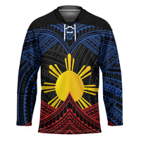 Personalized Philippines Hockey Jersey Polynesian Tribal Tattoo with Filipino Flag Motif - Polynesian Pride
