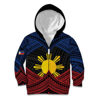 Personalized Philippines Kid Hoodie Polynesian Tribal Tattoo with Filipino Flag Motif