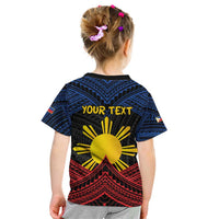 Personalized Philippines Kid T Shirt Polynesian Tribal Tattoo with Filipino Flag Motif
