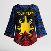 Personalized Philippines Kimono Sleeve Blouse Polynesian Tribal Tattoo with Filipino Flag Motif - Polynesian Pride