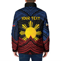 Personalized Philippines Padded Jacket Polynesian Tribal Tattoo with Filipino Flag Motif - Polynesian Pride