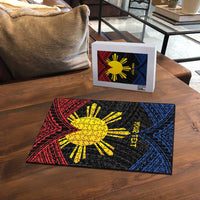 Personalized Philippines Puzzle Polynesian Tribal Tattoo with Filipino Flag Motif - Polynesian Pride