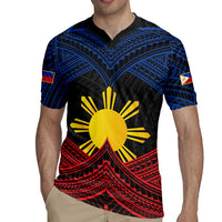 Personalized Philippines Rugby Jersey Polynesian Tribal Tattoo with Filipino Flag Motif