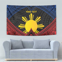 Personalized Philippines Tapestry Polynesian Tribal Tattoo with Filipino Flag Motif