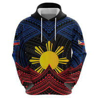 Personalized Philippines Zip Hoodie Polynesian Tribal Tattoo with Filipino Flag Motif