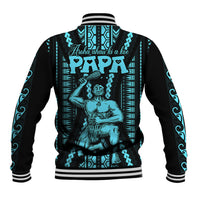 Aotearoa Father's Day Gift For Dad Baseball Jacket Aroha Ahau Ki A Koe Papa - Aqua Maori Style Pattern LT9 - Polynesian Pride