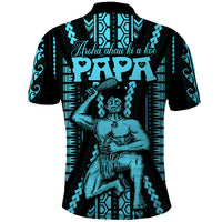 Aotearoa Fathers Day Gift For Dad Polo Shirt Aroha Ahau Ki A Koe Papa Aqua Maori Style Pattern LT9 - Polynesian Pride