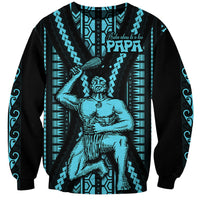 Aotearoa Father's Day Gift For Dad Sweatshirt Aroha Ahau Ki A Koe Papa - Aqua Maori Style Pattern LT9 Unisex Aqua - Polynesian Pride