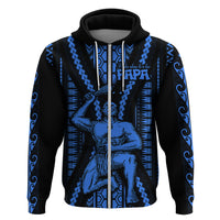 Aotearoa Fathers Day Gift For Dad Hoodie Aroha Ahau Ki A Koe Papa Blue Maori Style Pattern LT9 Zip Hoodie Blue - Polynesian Pride