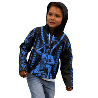 Personalised Aotearoa Father's Day Gift For Dad Kid Hoodie Aroha Ahau Ki A Koe Papa - Blue Maori Style Pattern LT9 - Polynesian Pride