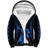 Personalised Aotearoa Father's Day Gift For Dad Sherpa Hoodie Aroha Ahau Ki A Koe Papa - Blue Maori Style Pattern LT9 Unisex Blue - Polynesian Pride
