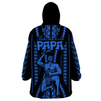 Personalised Aotearoa Father's Day Gift For Dad Wearable Blanket Hoodie Aroha Ahau Ki A Koe Papa - Blue Maori Style Pattern LT9 - Polynesian Pride
