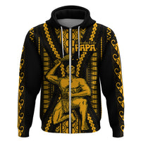 Aotearoa Fathers Day Gift For Dad Hoodie Aroha Ahau Ki A Koe Papa Gold Maori Style Pattern LT9 Zip Hoodie Gold - Polynesian Pride