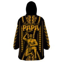 Personalised Aotearoa Father's Day Gift For Dad Wearable Blanket Hoodie Aroha Ahau Ki A Koe Papa - Gold Maori Style Pattern LT9 - Polynesian Pride