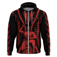 Custom Maori Fathers Day New Zealand Hoodie Aroha Ahau Ki A Koe Papa Red LT9 Zip Hoodie Red - Polynesian Pride