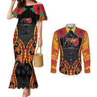 Personalised Papua New Guinea Remembrance Day Couples Matching Mermaid Dress and Long Sleeve Button Shirt