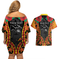 Personalised Papua New Guinea Remembrance Day Couples Matching Off Shoulder Short Dress and Hawaiian Shirt LT9 - Polynesian Pride